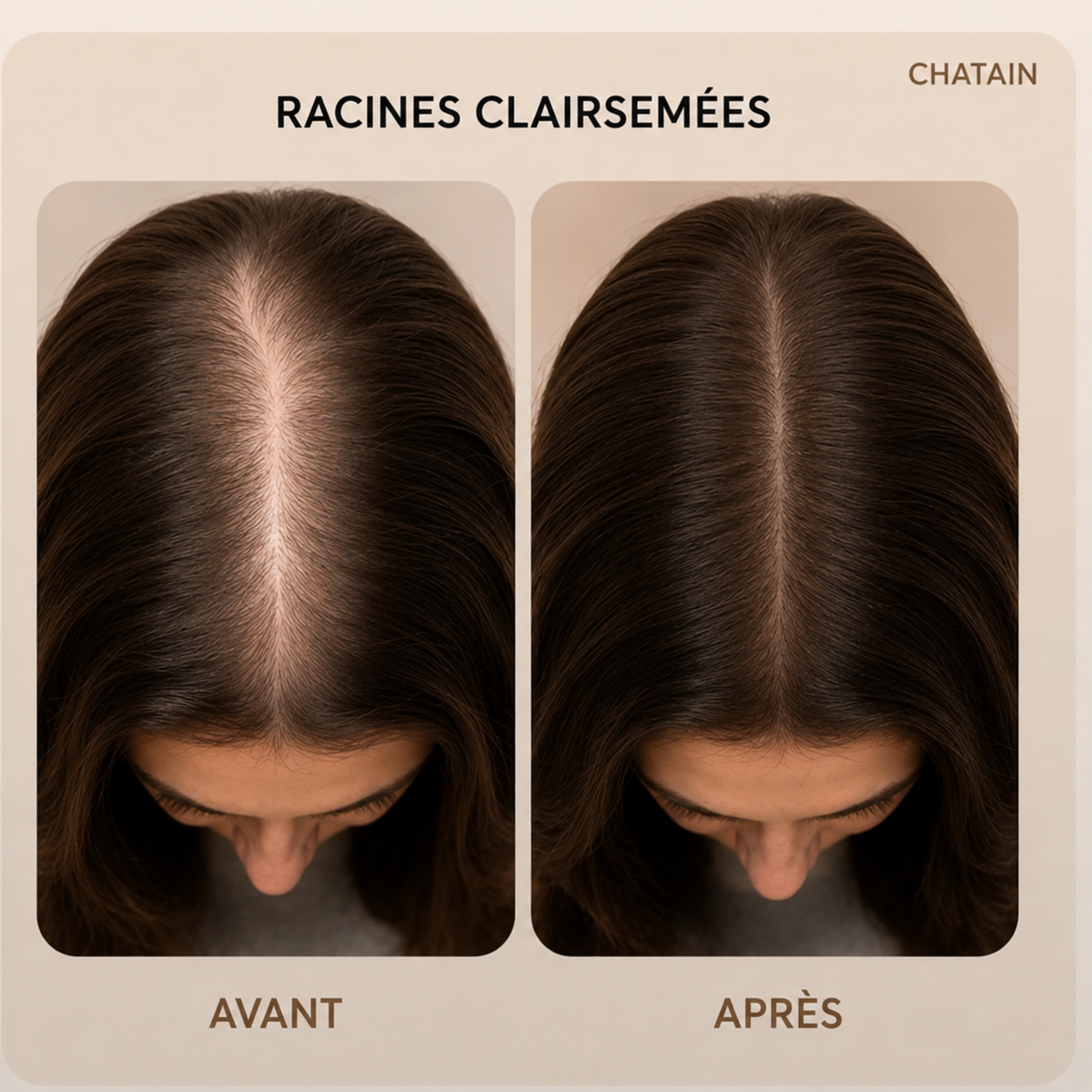 Avant-après de raie clairsemée avec la poudre MAYCHEER