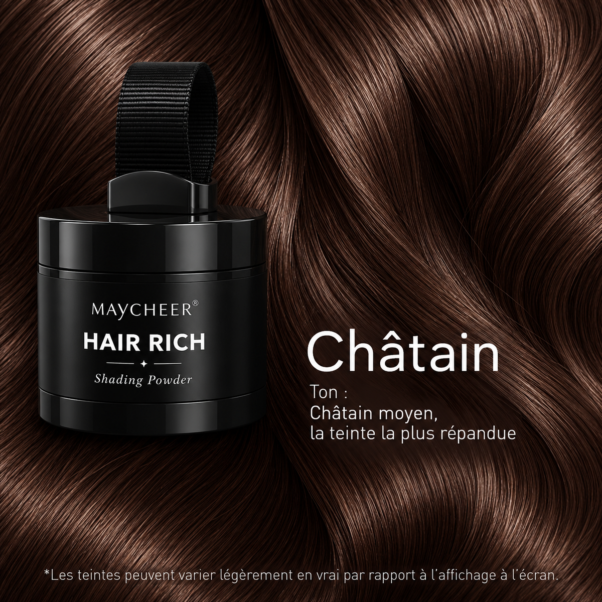 Poudre densifiante MAYCHEER teinte châtain